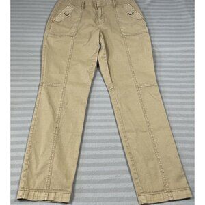 WHBM The Pret-A-Jet Pants Womens 10 Long Khaki High-Rise Utility Straight Leg